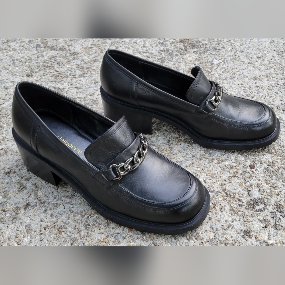 Price drop! Black chunky heeled loafers, size 8.5M, NWOT.